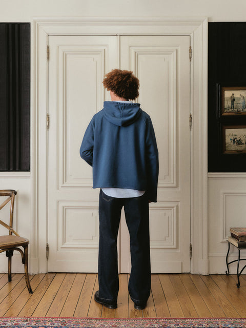 Sweat à capuche monogramme effet vieilli - Bleu marine délavé vintage