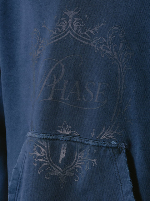 Sweat à capuche monogramme effet vieilli - Bleu marine délavé vintage